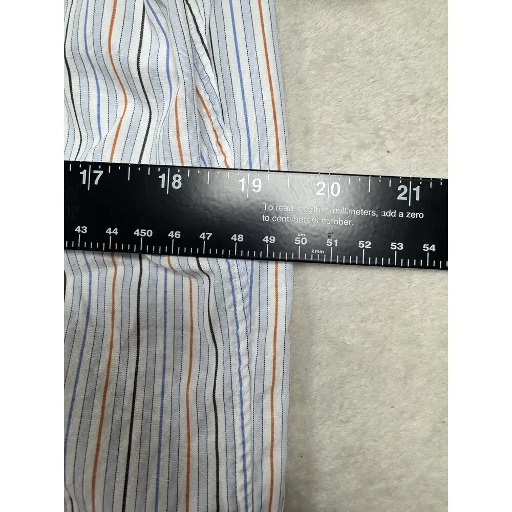 Banana Republic Men’s M 15-15.5 Fitted Dress Shirt Blue Orange Stripe Long Sleev